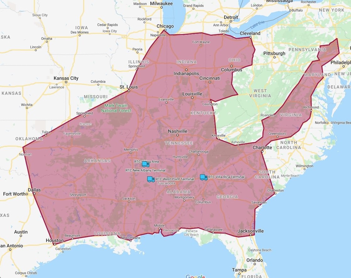 royal trucking - hire map